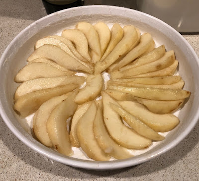 Pear slices in pan