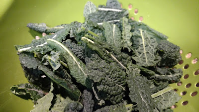 Kale leaves in a colander