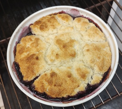 Casserole with baked fruit cobbler