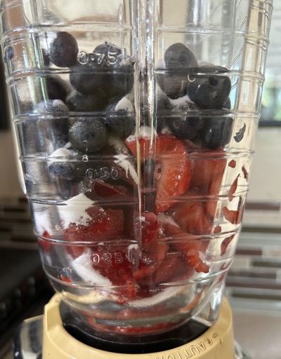 Berries in blender jar