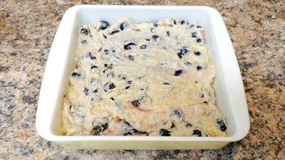 Pan with blueberry batter
