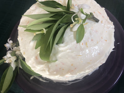 Orange flowers on cake