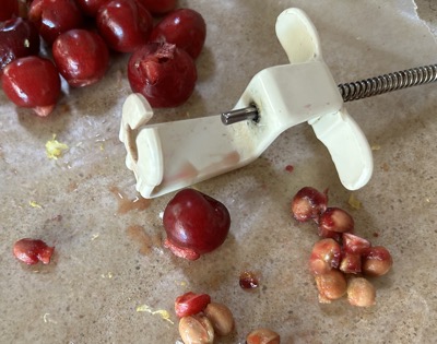 Cherry pitter and pits