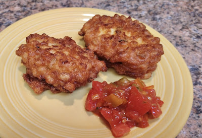 Corn fritters and salsa