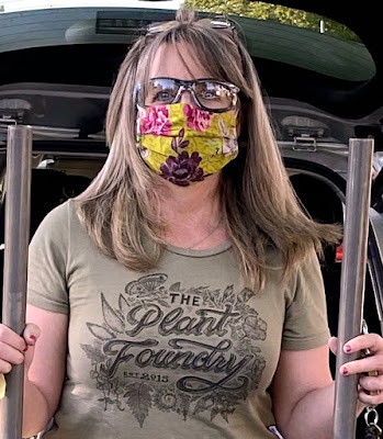 Angela Pratt wearing a mask