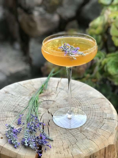 Cocktail glass with lavender