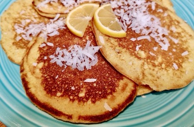 Lemon coconut pancakes