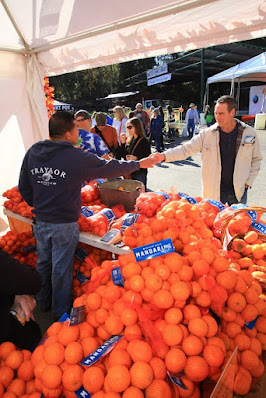 Booth of mandarin seller at festival