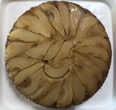 Baked pear cake on a plate