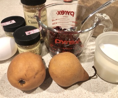 Ingredients for a pear cake