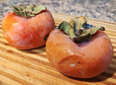 Two ripe persimmons