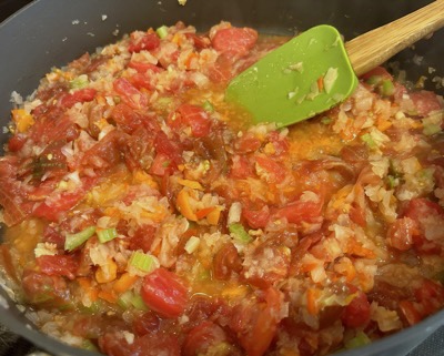 Sauce ingredients being stirred