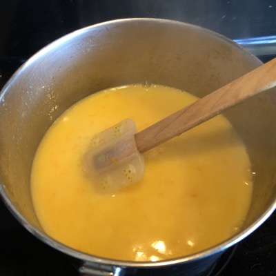 Saucepan with orange filling