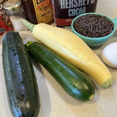 Three squash and ingredients
