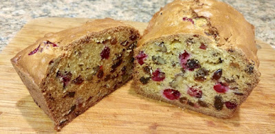 Loaf of tea bread sliced in half