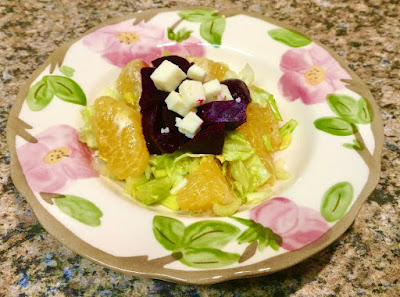 Salad plate with grapefruit beets and feta