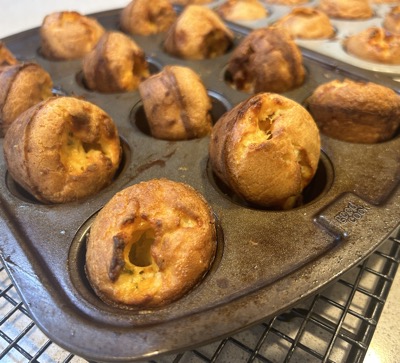 Popovers baked and tipped in pan