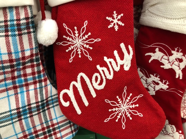 Christmas stockings in red and white