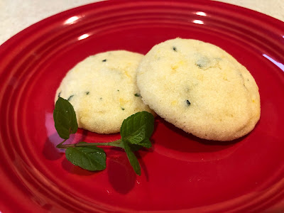 Two cookies on a red plate