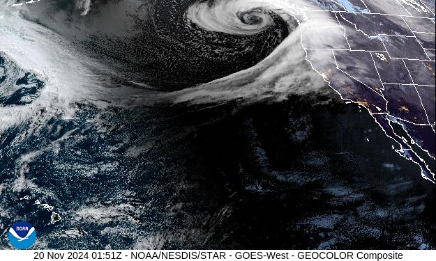 GEOColor Weather Satellite Image for Monterey