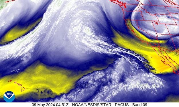 West Band 09 Weather Satellite Image for Sacramento