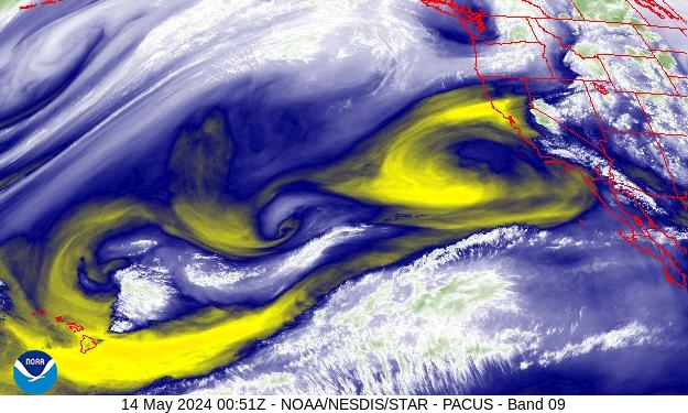 West Band 09 Weather Satellite Image for Santa Cruz