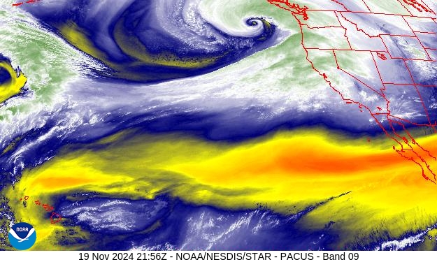 West Band 09 Weather Satellite Image for Sacramento