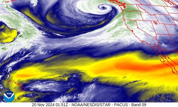 West Band 09 Weather Satellite Image for Monterey