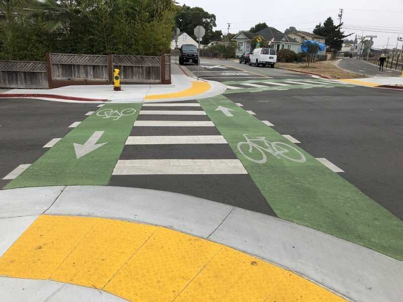 Image of a green painted road crossing.