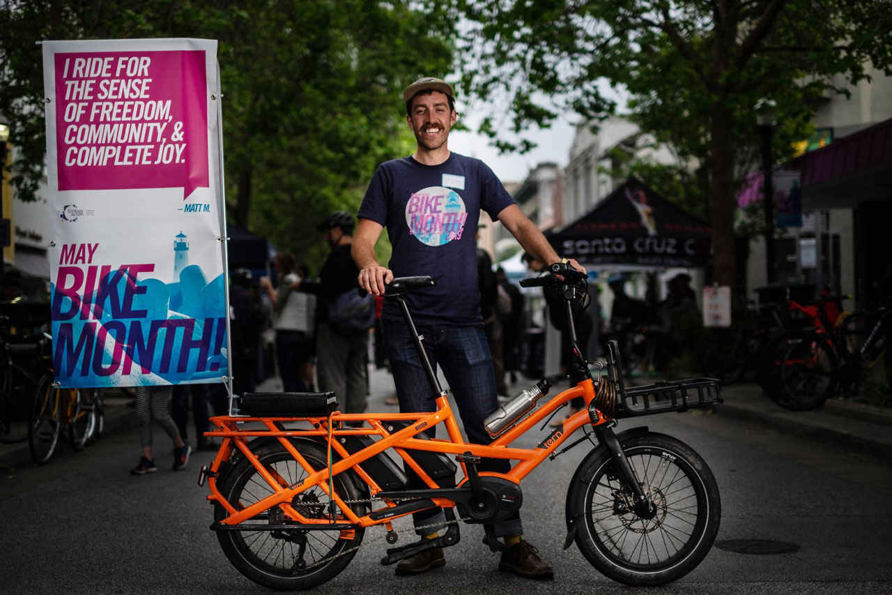 Ecology Action volunteer and his bike